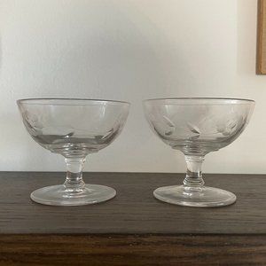 Vintage etched Cornflower fruit dishes (2)